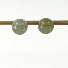 Load image into Gallery viewer, 14K Yellow Gold 12mm Nature Celadon Green Jadeite Stud Earrings