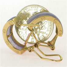 Load image into Gallery viewer, 14K Yellow Gold Omega Clip Bend Tablet Lavender Jade Hoop Earrings