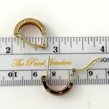 Load image into Gallery viewer, 14K Yellow Gold Omega Clip Bend Tablet Red Jade Hoop Earrings