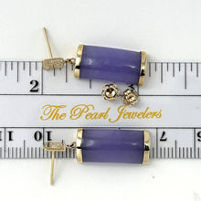 Load image into Gallery viewer, 14K Yellow Gold Good Fortune Dangle Lavender Jade Earrings