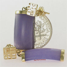 Load image into Gallery viewer, 14K Yellow Gold Good Fortune Dangle Lavender Jade Earrings