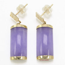 Load image into Gallery viewer, 14K Yellow Gold Good Fortune Dangle Lavender Jade Earrings