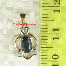 Load image into Gallery viewer, 14k Yellow Gold Oval Sapphire & Diamond Pendant