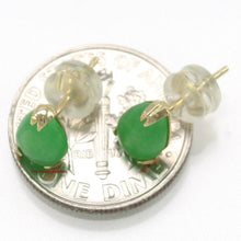 Load image into Gallery viewer, 14K Yellow Gold Pear Cabochon Green Jade Stud Earrings