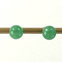 Load image into Gallery viewer, 14K Yellow Gold Round Ball Green Jade Stud Earrings