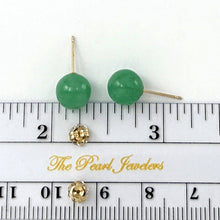 Load image into Gallery viewer, 14K Yellow Gold Round Ball Green Jade Stud Earrings