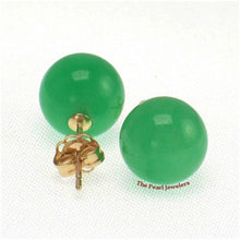 Load image into Gallery viewer, 14K Yellow Gold Round Ball Green Jade Stud Earrings