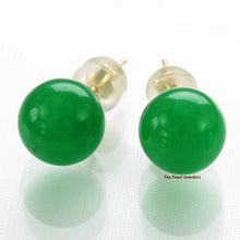 Load image into Gallery viewer, 14K Yellow Gold Round Ball Green Jade Stud Earrings
