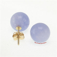 Load image into Gallery viewer, 14K Yellow Gold Round Ball Lavender Jade Stud Earrings