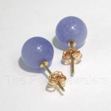 Load image into Gallery viewer, 14K Yellow Gold Round Ball Lavender Jade Stud Earrings
