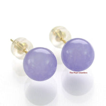 Load image into Gallery viewer, 14K Yellow Gold Round Ball Lavender Jade Stud Earrings