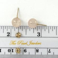 Load image into Gallery viewer, 14K Yellow Gold Round Ball Rose Quartz Stud Earrings