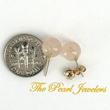 Load image into Gallery viewer, 14K Yellow Gold Round Ball Rose Quartz Stud Earrings
