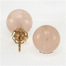 Load image into Gallery viewer, 14K Yellow Gold Round Ball Rose Quartz Stud Earrings