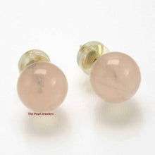 Load image into Gallery viewer, 14K Yellow Gold Round Ball Rose Quartz Stud Earrings