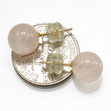 Load image into Gallery viewer, 14K Yellow Gold Round Ball Rose Quartz Stud Earrings