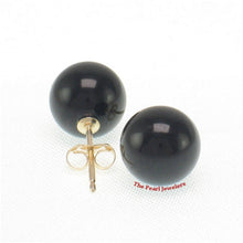 Load image into Gallery viewer, 14K Yellow Gold Genuine Round Ball Black Onyx Stud Earrings