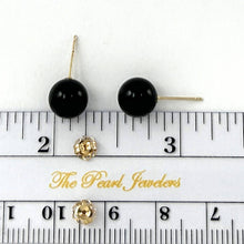 Load image into Gallery viewer, 14K Yellow Gold Genuine Round Ball Black Onyx Stud Earrings