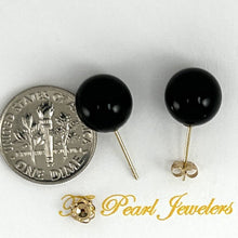 Load image into Gallery viewer, 14K Yellow Gold Genuine Round Ball Black Onyx Stud Earrings
