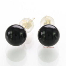 Load image into Gallery viewer, 14K Yellow Gold Genuine Round Ball Black Onyx Stud Earrings
