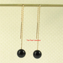 Load image into Gallery viewer, 14K Yellow Gold Threader Chain Black Onyx Bead Dangle Earrings