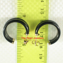 Load image into Gallery viewer, 14K Yellow Gold Twin Tubes Curved Black Onyx Stud Earrings
