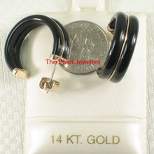 Load image into Gallery viewer, 14K Yellow Gold Twin Tubes Curved Black Onyx Stud Earrings