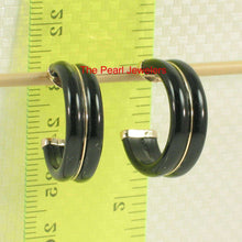 Load image into Gallery viewer, 14K Yellow Gold Twin Tubes Curved Black Onyx Stud Earrings