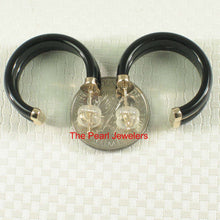 Load image into Gallery viewer, 14K Yellow Gold Twin Tubes Curved Black Onyx Stud Earrings
