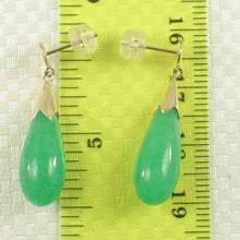 Load image into Gallery viewer, 14K Yellow Gold Raindrop Green Jade Dangle Earrings