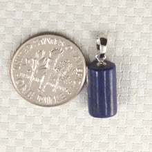 Load image into Gallery viewer, 14K White Gold Column Carved Lapis Lazuli Pendant
