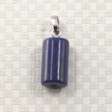 Load image into Gallery viewer, 14K White Gold Column Carved Lapis Lazuli Pendant