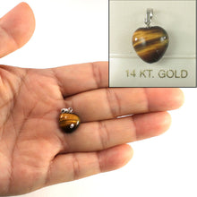 Load image into Gallery viewer, 14K White Gold Heart Tiger Eye Pendant