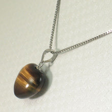 Load image into Gallery viewer, 14K White Gold Heart Tiger Eye Pendant