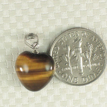 Load image into Gallery viewer, 14K White Gold Heart Tiger Eye Pendant