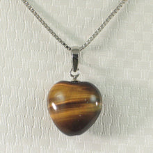 Load image into Gallery viewer, 14K White Gold Heart Tiger Eye Pendant