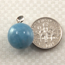 Load image into Gallery viewer, 14K White Gold Round Aquamarine Pendant (14.5mm)