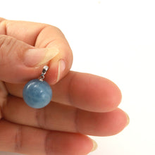 Load image into Gallery viewer, 14K White Gold Round Aquamarine Pendant (14.5mm)