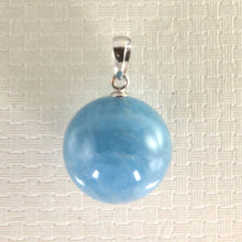 Load image into Gallery viewer, 14K White Gold Round Aquamarine Pendant (14.5mm)