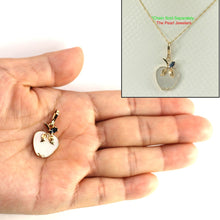 Load image into Gallery viewer, 14K Yellow Gold Apple Design Mother of Pearl & Sapphire Pendant