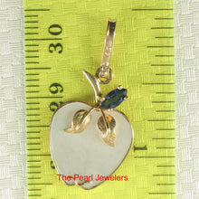 Load image into Gallery viewer, 14K Yellow Gold Apple Design Mother of Pearl & Sapphire Pendant
