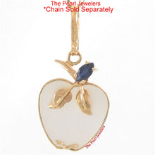Load image into Gallery viewer, 14K Yellow Gold Apple Design Mother of Pearl & Sapphire Pendant