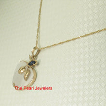 Load image into Gallery viewer, 14K Yellow Gold Apple Design Mother of Pearl & Sapphire Pendant (25mm)