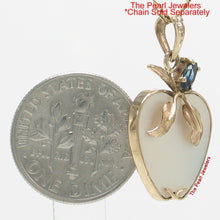 Load image into Gallery viewer, 14K Yellow Gold Apple Design Mother of Pearl & Sapphire Pendant (25mm)