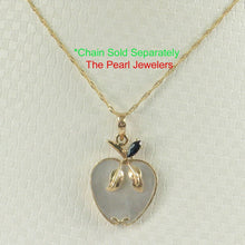 Load image into Gallery viewer, 14K Yellow Gold Apple Design Mother of Pearl & Sapphire Pendant (25mm)