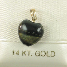 Load image into Gallery viewer, 14K Yellow Gold Blue Heart Tiger Eye Pendant
