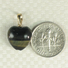 Load image into Gallery viewer, 14K Yellow Gold Blue Heart Tiger Eye Pendant