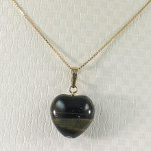Load image into Gallery viewer, 14K Yellow Gold Blue Heart Tiger Eye Pendant