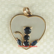 Load image into Gallery viewer, 14K Yellow Gold Sapphire Cat Heart Pendant with Mother of Pearl
