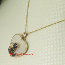 Load image into Gallery viewer, 14K Yellow Gold Sapphire Cat Heart Pendant with Mother of Pearl